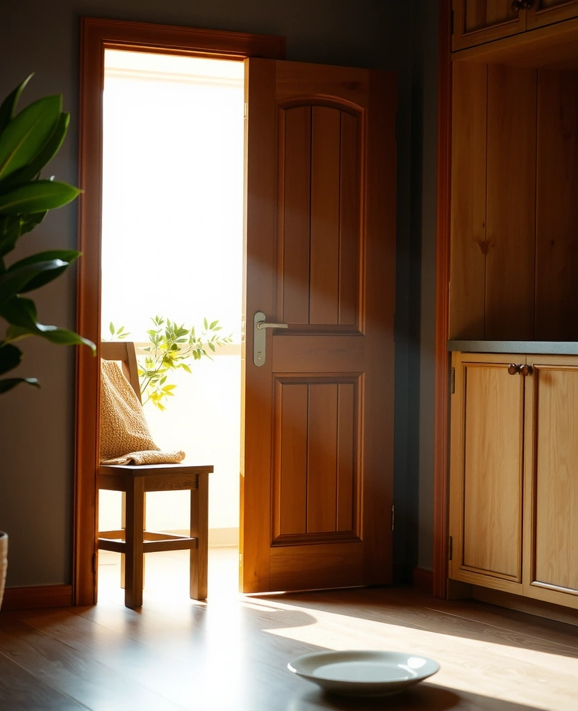 Einladendes Licht durch eine offene Tür